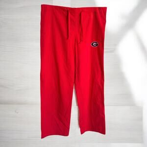 Burcs Womens Scrub Pants Sz S Red UGA Georgia Bulldogs G